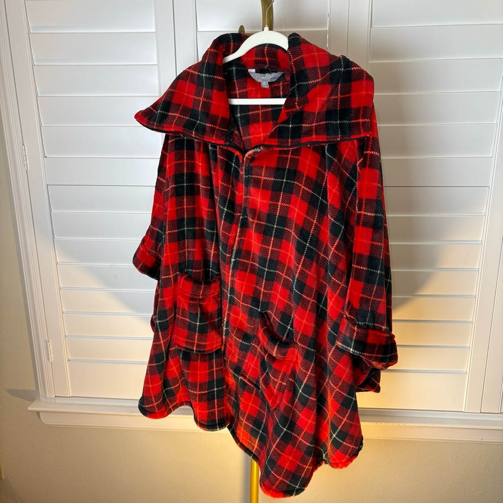 Plaid Red and Black Women's Cape